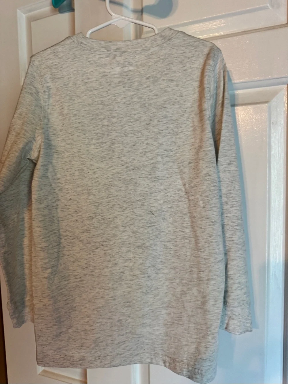 Carter's Light Gray Long Sleeve Tee with Snowboarding Dinosaur Graphic